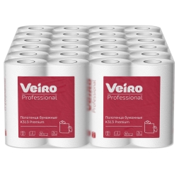 K313 Бумажные полотенца в рулонах Veiro Premium белые 2 слоя (24 рул х 15 м)