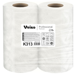 K313 Бумажные полотенца в рулонах Veiro Premium белые 2 слоя (20 рул х 18 м)