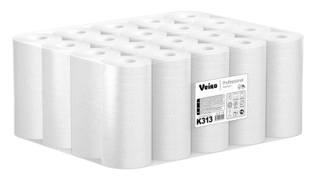 Бумажные полотенца в рулонах K313 Veiro Premium белые двухслойные линейки Professional (20 рул х 18 м)