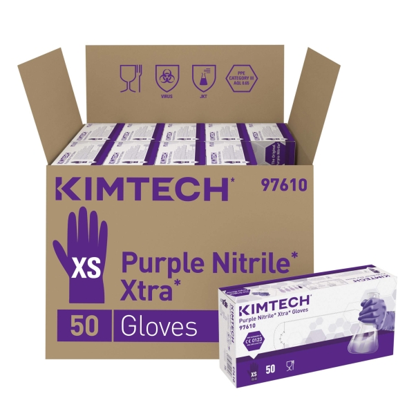 Нитриловые перчатки Kimtech™ Purple Nitrile Xtra 30см фиолетовые (500 штук)