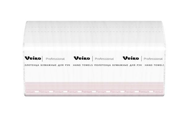 Бумажные полотенца в пачках KV314SP Veiro Premium белые двухслойные линейки Professional (20 пач х 200 л)