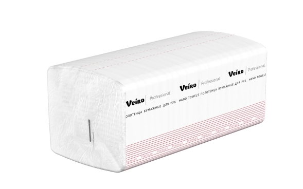 Бумажные полотенца в пачках KV314SP Veiro Premium белые двухслойные линейки Professional (20 пач х 200 л)