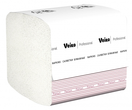 NZ316 Салфетки бумажные обеденные Veiro Premium белые 1 слой (42 пач х 250 л)