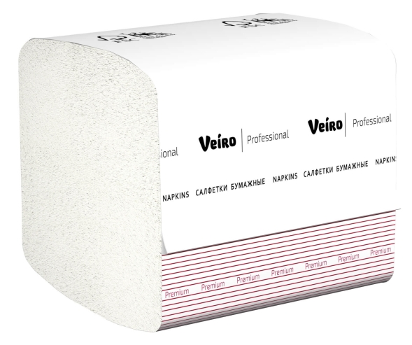 NZ316 Салфетки бумажные обеденные Veiro Premium белые 1 слой (42 пач х 250 л)