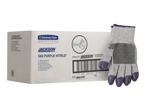 Перчатки стойкие к порезам Jackson Safety G60 Purple Nitrile, уровень 3, размер 10 (10 пар)