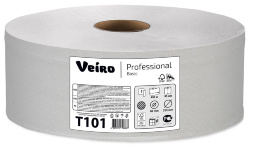 T101 Туалетная бумага в больших рулонах Veiro Basic 1 слой (6 рул х 450 м)