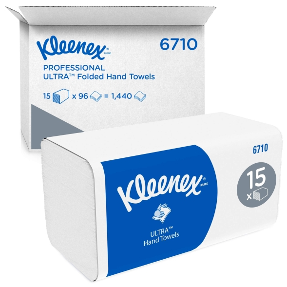 6710 Бумажные полотенца в пачках Kleenex® Ultra белые 3 слоя (15 пач х 96 л)