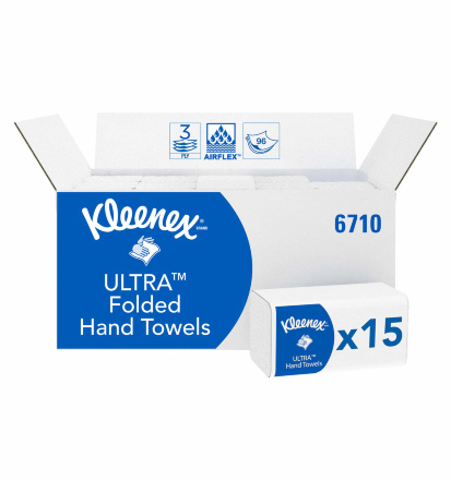 6710 Бумажные полотенца в пачках Kleenex® Ultra белые 3 слоя (15 пач х 96 л)