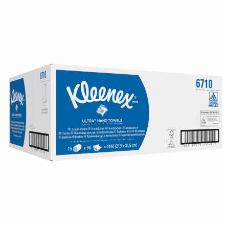 6710 Бумажные полотенца в пачках Kleenex Ultra белые трёхслойные (15 пач х 96 л)