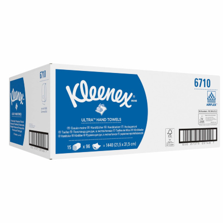 6710 Бумажные полотенца в пачках Kleenex® Ultra белые 3 слоя (15 пач х 96 л)