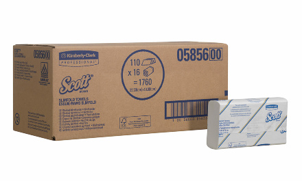 5856 Бумажные полотенца в пачках Scott SlimFold белые однослойные (16 пач х 110 л)