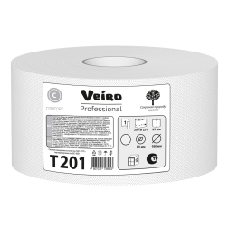 T201 Туалетная бумага в средних рулонах Veiro Comfort 1 слой (12 рул х 200 м)