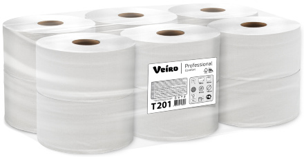 Туалетная бумага в средних рулонах T201 Veiro Comfort однослойная линейки Professional (12 рул х 200 м)