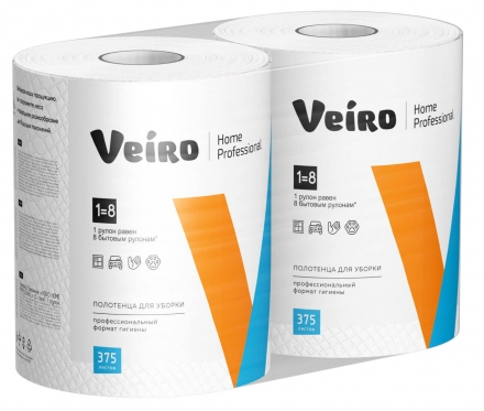 KP302 Бумажные полотенца в рулонах с центральной вытяжкой Veiro Professional Home белые двухслойные (6 рул х 75 м)