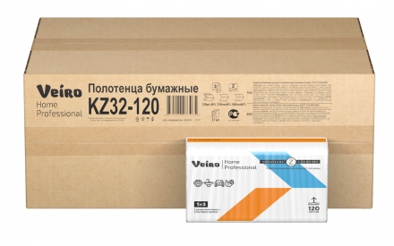 KZ32-120SP Бумажные полотенца в пачках Veiro Home белые двухслойные (21 пач х 120 л)