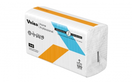 Бумажные полотенца в пачках KZ32-120SP Veiro Home белые двухслойные (21 пач х 120 л)