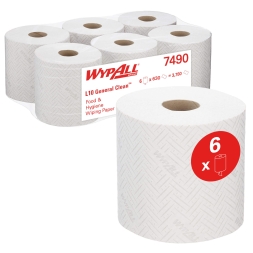 7490 Протирочный материал в рулонах с центральной подачей WypAll® L10 однослойный белый (6 рул х 239 м)