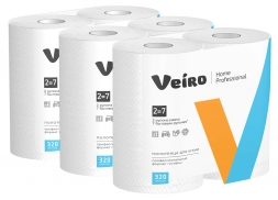 K301 Бумажные полотенца в рулонах Veiro Home белые 2 слоя (6 рул х 32 м)