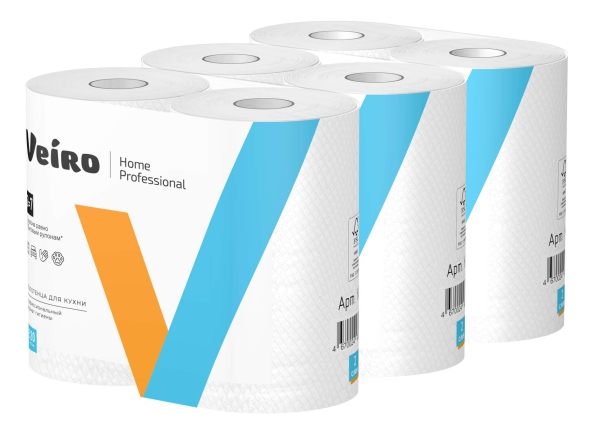Бумажные полотенца в рулонах K301 Veiro Home белые двухслойные (6 рул х 32 м)