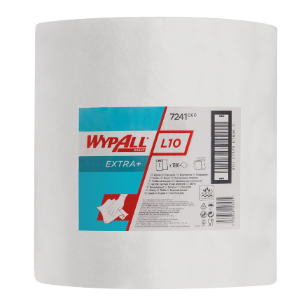 7241 Протирочный материал в рулонах WypAll L10 Extra+ белый однослойный (1 рулон 380 метров)