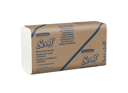 1860 Бумажные полотенца в пачках Scott MultiFold белые однослойные растворимые 16 пачек по 250 листов