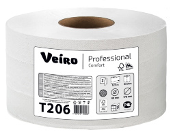 T206 Туалетная бумага в средних рулонах Veiro Comfort 2 слоя (12 рул х 125 м)