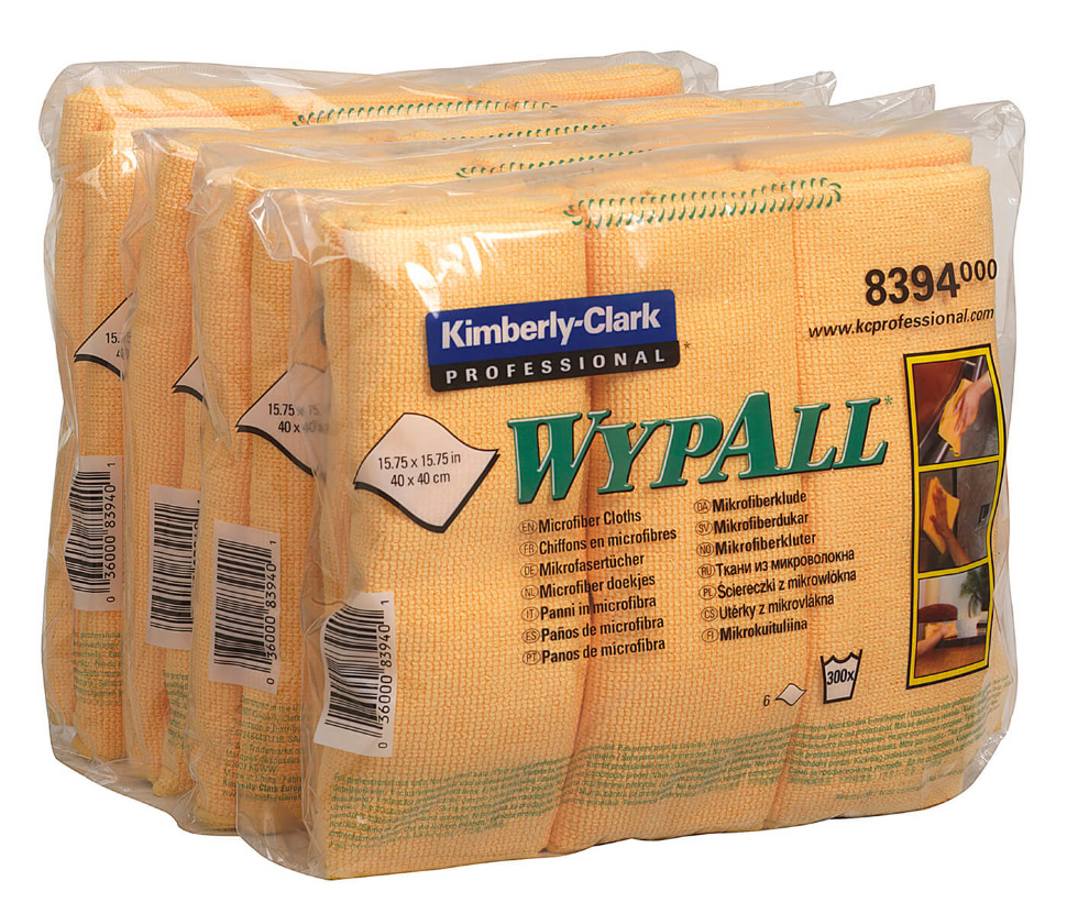 8394 Микрофибра в пачках WypAll Microfibre Cloth жёлтый пачки без упаковки 8394 Микрофибра в пачках WypAll Microfibre Cloth жёлтый (4 пачки по 6 листов)