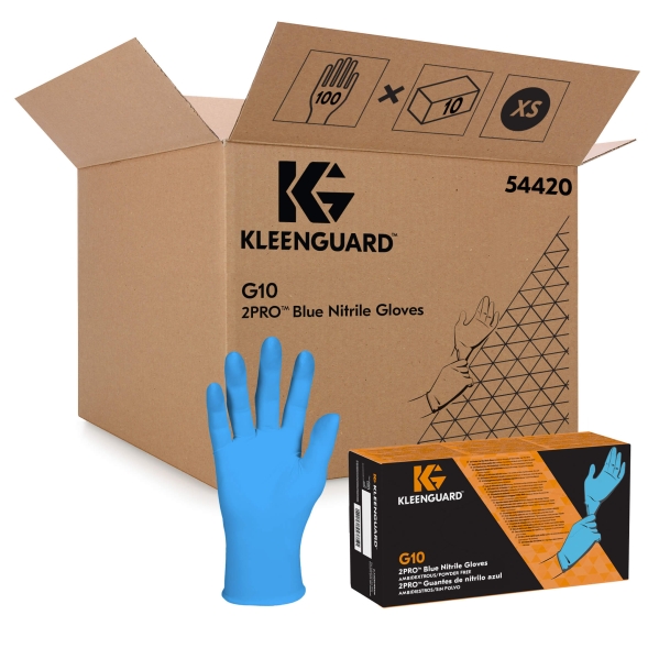 Перчатки нитриловые KleenGuard® G10 2PRO Blue Nitrile, 0.15 мм, голубые (10 х 90-100 шт.)