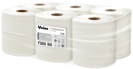 T305 Туалетная бумага в средних рулонах Veiro Professional Premium двухслойная (12 рул х 170 м)