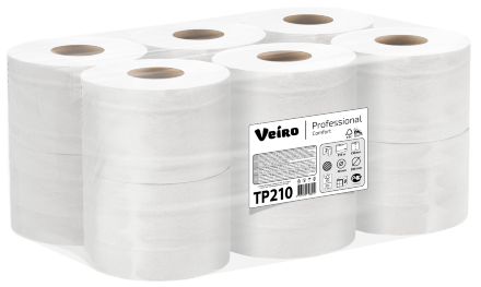 Туалетная бумага в средних рулонах с центральной вытяжкой TP210 Veiro Comfort двухслойная линейки Professional (6 рул х 215 м)