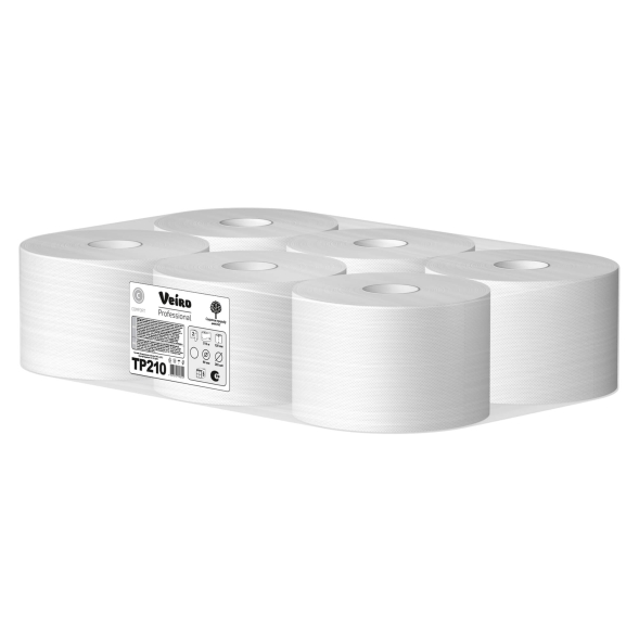 Туалетная бумага в средних рулонах с центральной вытяжкой TP210 Veiro Comfort двухслойная линейки Professional (6 рул х 215 м)