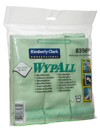 8396 Микрофибра в пачках WypAll Microfibre Cloth зелёный (4 пач х 6 л)