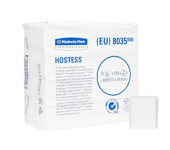 Туалетная бумага в пачках 8035 Hostess двухслойная от Kimberly-Clark Professional (32 пач х 250 л)
