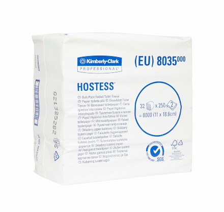 8035 Туалетная бумага в пачках Hostess двухслойная (32 пач х 250 л)