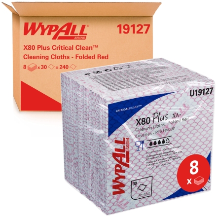 19127 Протирочный материал в пачках WypAll® X80 Plus красный (8 пач х 30 л)