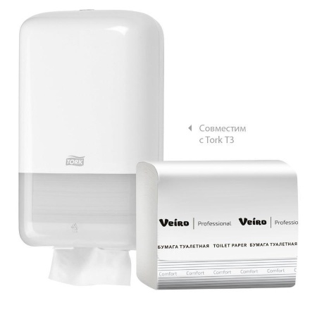 Туалетная бумага в пачках TV201 Veiro Comfort двухслойная линейки Professional (30 пач х 250 л)