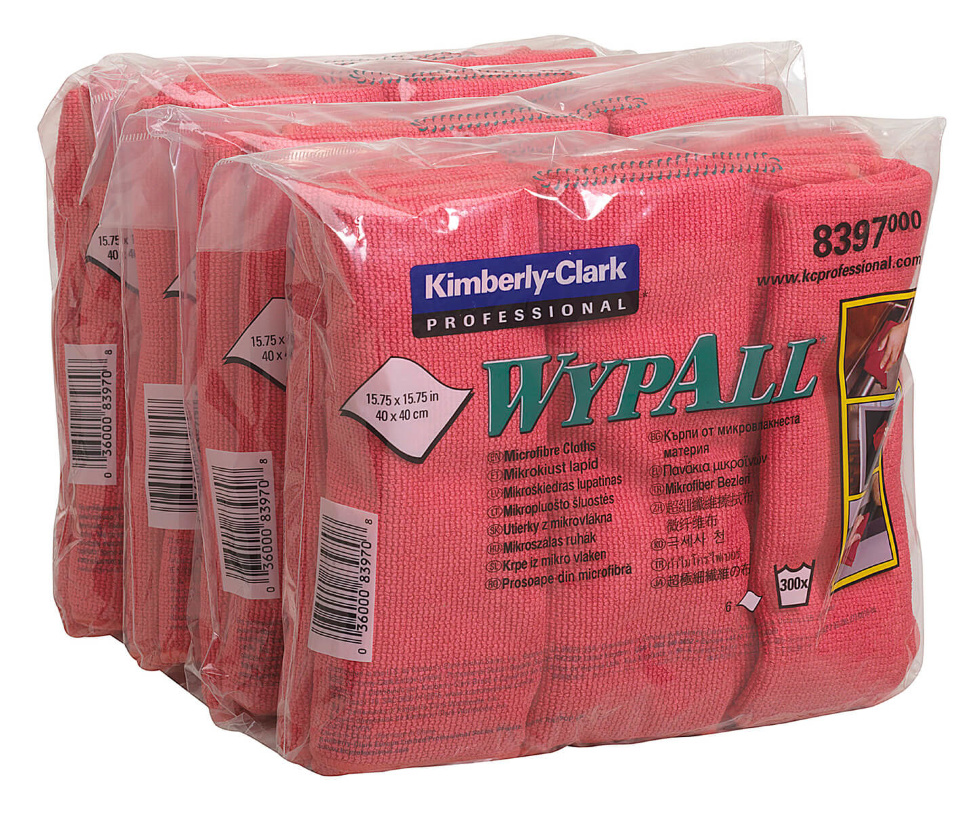 8397 Микрофибра в пачках WypAll Microfibre Cloth красный пачки без упаковки 8397 Микрофибра в пачках WypAll Microfibre Cloth красный (4 пачки по 6 листов)