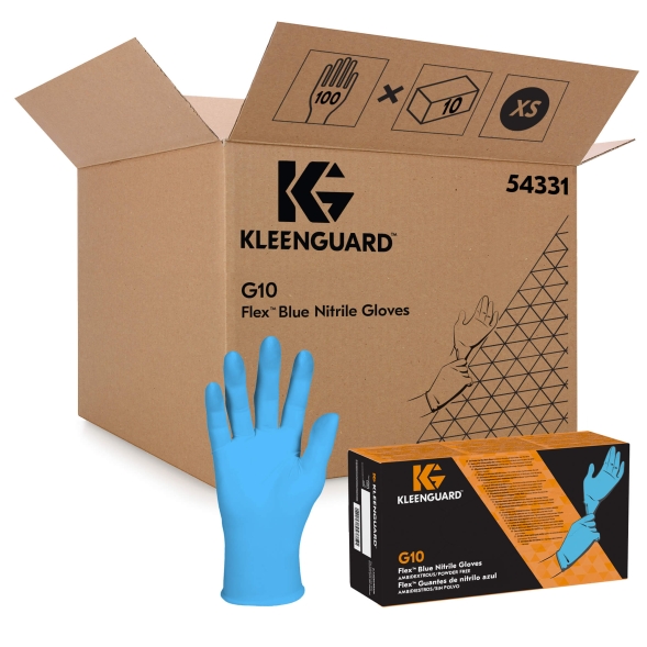 Перчатки нитриловые KleenGuard® G10 FleX™, 0.08 мм, голубые (10 х 90-100 шт.)