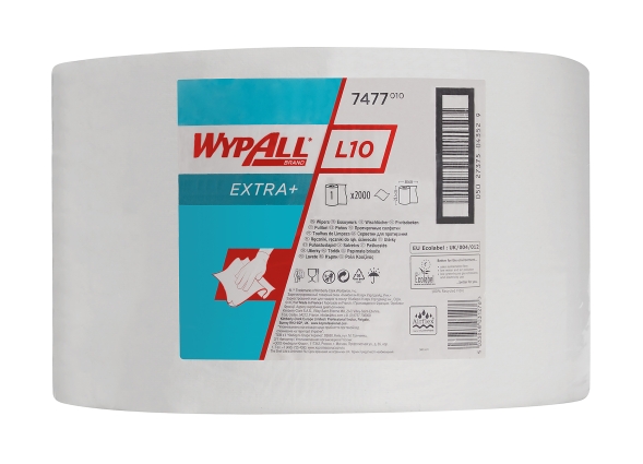 7477 Протирочный материал в рулонах WypAll® L10 Extra+ однослойный белый (1 рулон 2000 листов)