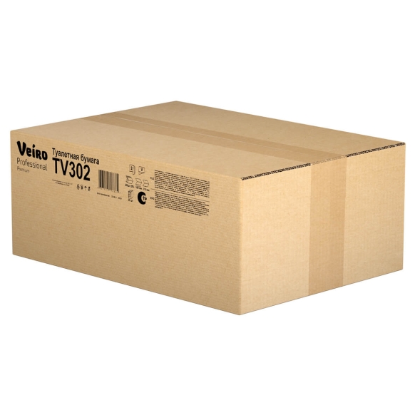Туалетная бумага в пачках TV302 Veiro Premium двухслойная линейки Professional (30 пач х 250 л)