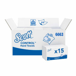 6663 Бумажные полотенца в пачках Scott Performance белые однослойные (15 пач х 212 л)