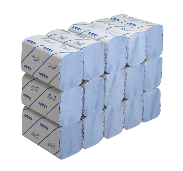 Бумажные полотенца в пачках 6664 Scott Performance голубые однослойные от Kimberly-Clark Professional (15 пач х 212 л)