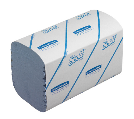 Бумажные полотенца в пачках 6664 Scott Performance голубые однослойные от Kimberly-Clark Professional (15 пач х 212 л)