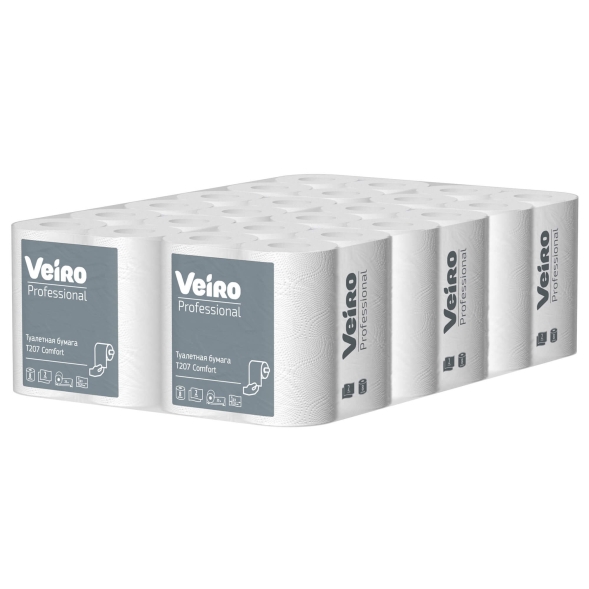 Туалетная бумага в стандартных рулонах T207 Veiro Comfort двухслойная линейки Professional (48 рул х 25 м)