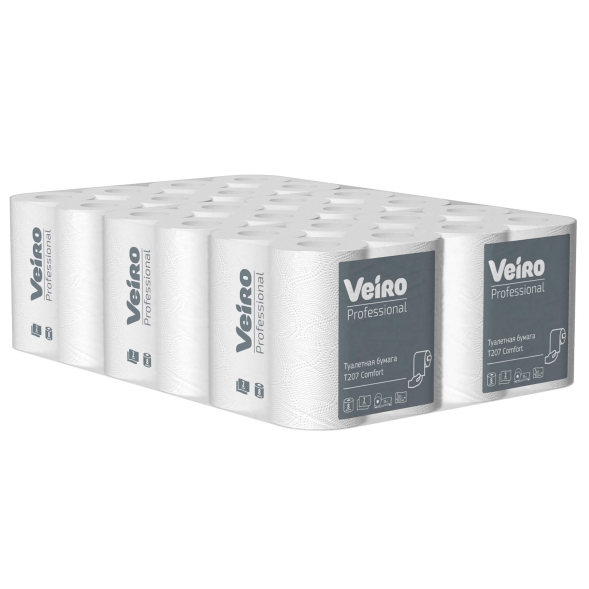 Туалетная бумага в стандартных рулонах T207 Veiro Comfort двухслойная линейки Professional (48 рул х 25 м)
