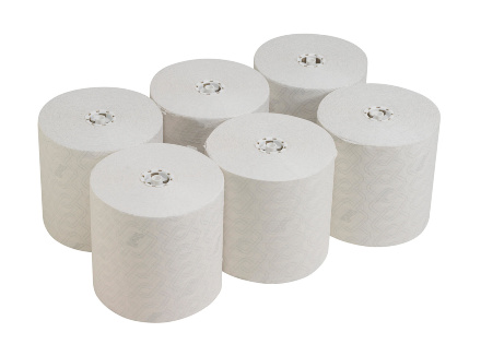 Бумажные полотенца в рулонах 6691 Scott Essential белые однослойные от Kimberly-Clark Professional (6 рул х 350 м)