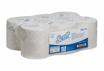 Бумажные полотенца в рулонах 6691 Scott Essential белые однослойные от Kimberly-Clark Professional (6 рул х 350 м)