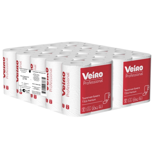 Туалетная бумага в стандартных рулонах T316 Veiro Premium двухслойная линейки Professional (40 рул х 50 м)