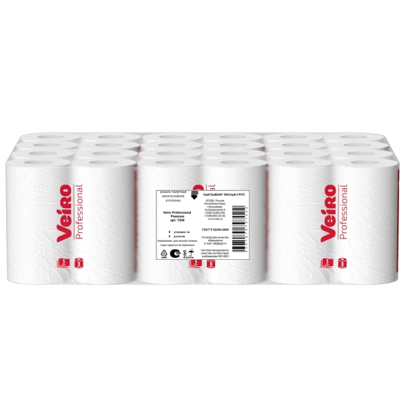 Туалетная бумага в стандартных рулонах T309 Veiro Premium трёхслойная линейки Professional (48 рул х 20 м)