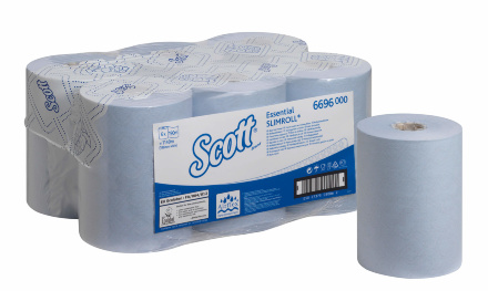 6696 Бумажные полотенца в рулонах Scott Essential Slimroll голубые однослойные (6 рул х 190 м)